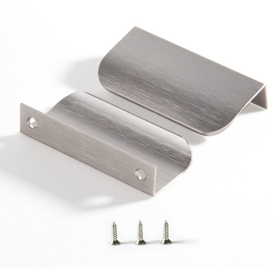 Brushed Nickel Pack of 5 and 10 Edge Finger Pulls for Cabinets Kitchen Invisible Hardware Concealed Aluminum Hidden Pull Drawer Handles Easy to Install 11.81", 6.3", 5", 4.72", 3.15" Overall Length