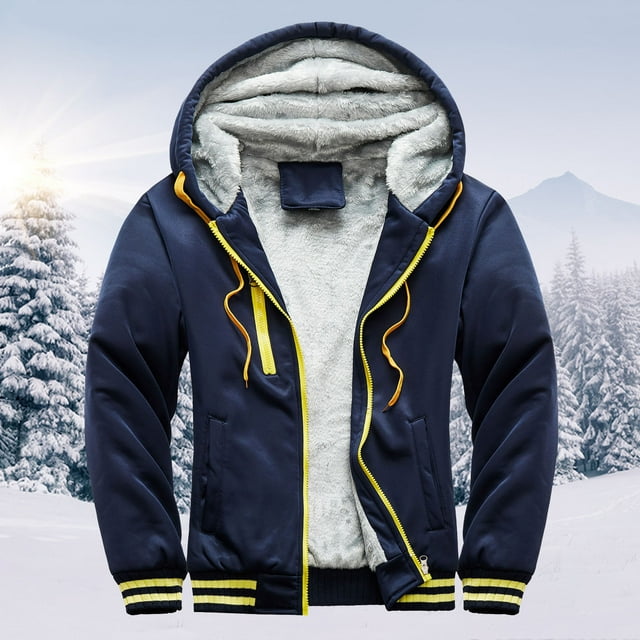 EGNMCR Vestes pour Hommes Chandail à Capuchon pour Hommes Hiver Chaud Molleton Fermeture Éclair Chandail Veste Manteau d'Extérieur