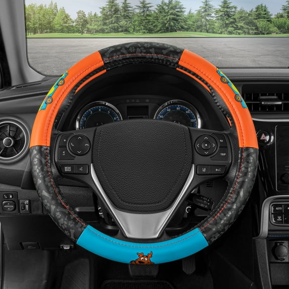 Scooby Doo Car Steering Wheel Cover - Universal Fit Steering Wheel Cover with Officially Licensed Warner Brothers Graphics, Great Automotive Accessory Gift Idea for Fans