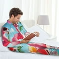 thumbnail image 6 of Lsque Tropical Flamingo Pool Float Pattern Long Sleeve Pajama Set for Men - Soft 2-Piece Sleepwear and Loungewear Set with Pockets, Comfy Nightwear-Medium, 6 of 7
