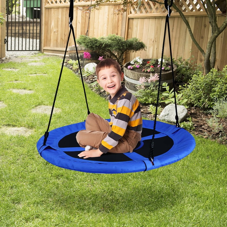 Costway Metal Swing Set, 40'' Round Saucer Swing, Indoor Outdoor