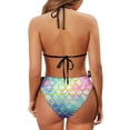 thumbnail image 6 of chaqlin Women's Iridescent Mermaid Scale Halter Bikini Set - Sexy Two-Piece Triangle Swimsuit with Tie Side - Perfect for Beach Vacation & Pool Party, 6 of 9