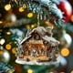 thumbnail image 4 of Adornos de granja de pollos 2025. Adorno navideño de madera de gallinero para amantes de los adornos de granja., 4 of 5