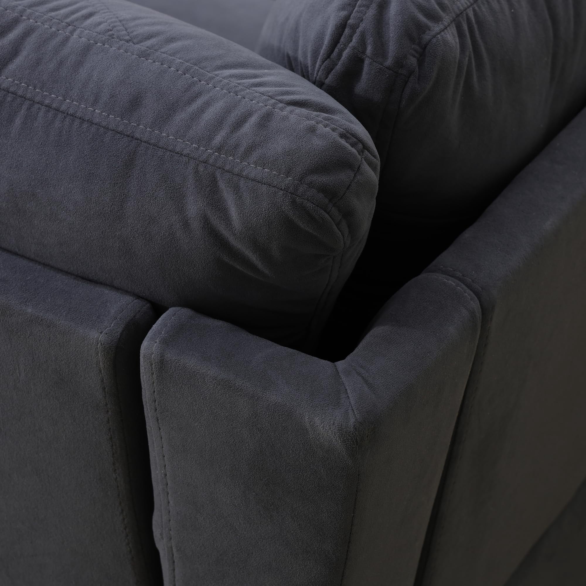 4-Piece Couch Living Room Sofa Set, 6 Seater Modular Sectional Couch L Shaped Corner Sofa, Dark Gray