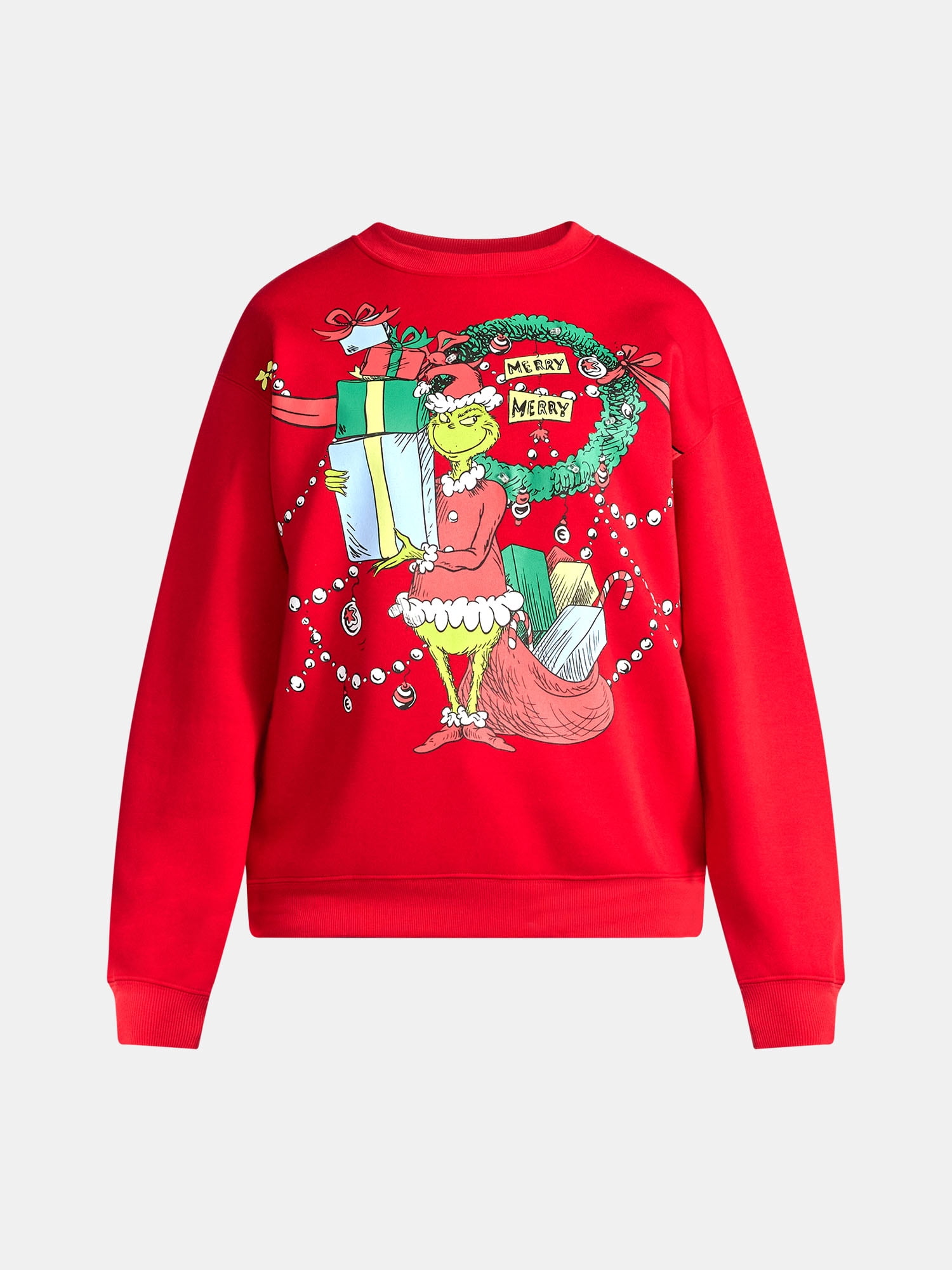 Dr Seuss The Grinch Women's Light Up Front Back Graphic Sweatshirt with Long Sleeves, Sizes XXS-XXL