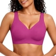 thumbnail image 5 of Siminsem Everyday Wireless Bra for Older Women Plus Size Full Coverage Supportive No Underwire Seamless Comfortable Wide Straps Back Smoothing Lifting Breathable Support, Hot Pink,XXXXL, 5 of 9