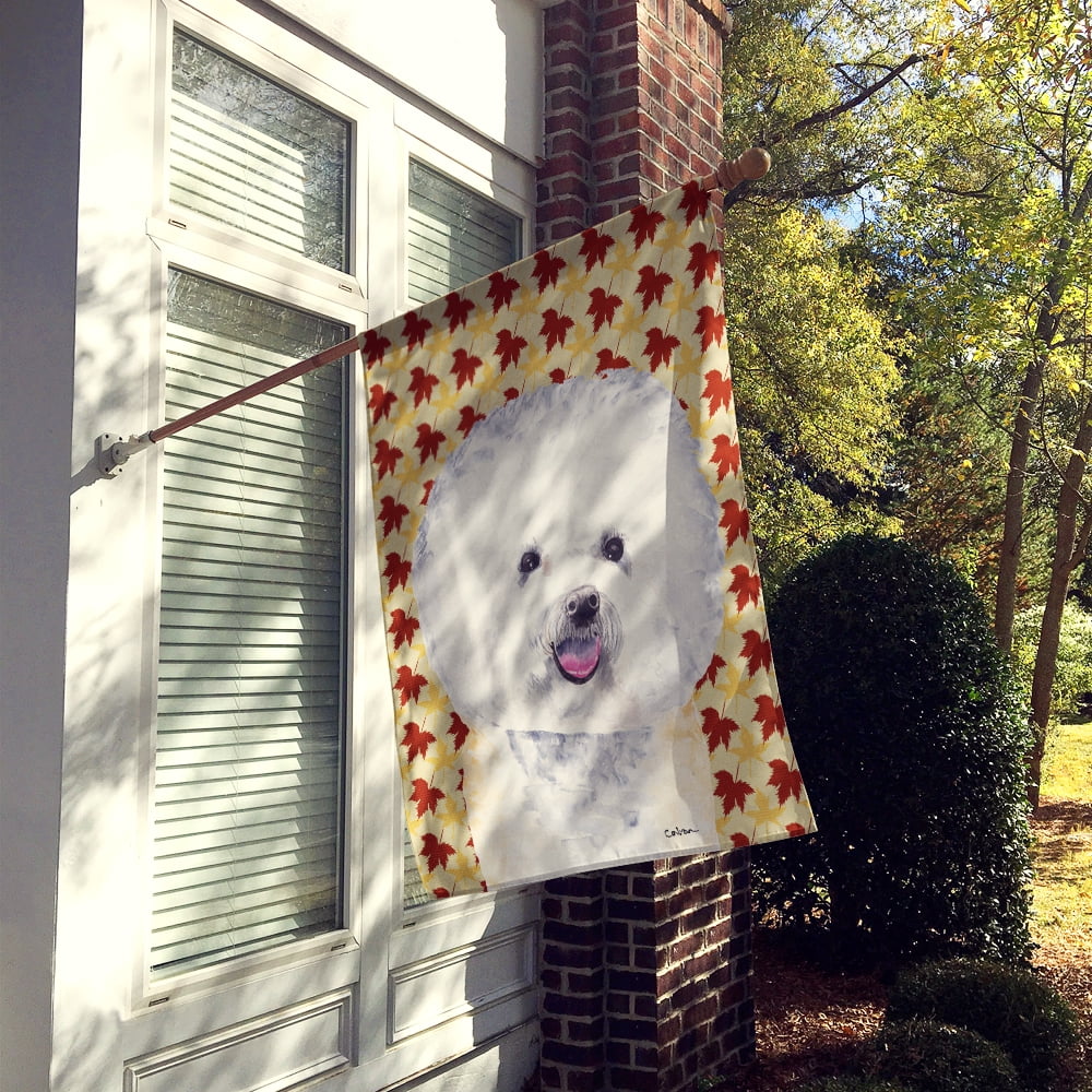 Carolines Treasures SC9201-FLAG-PARENT Bichon Frise Fall Leaves Portrait Flag  multicolor