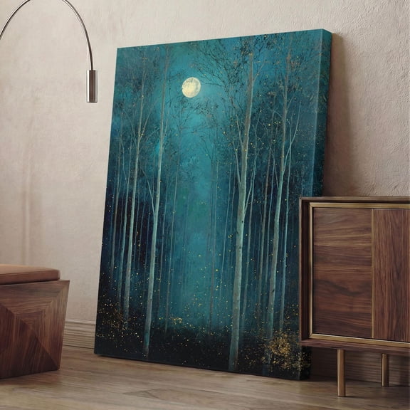 Teal Blue Whimsical Enchanted Forest Wall Art Decor