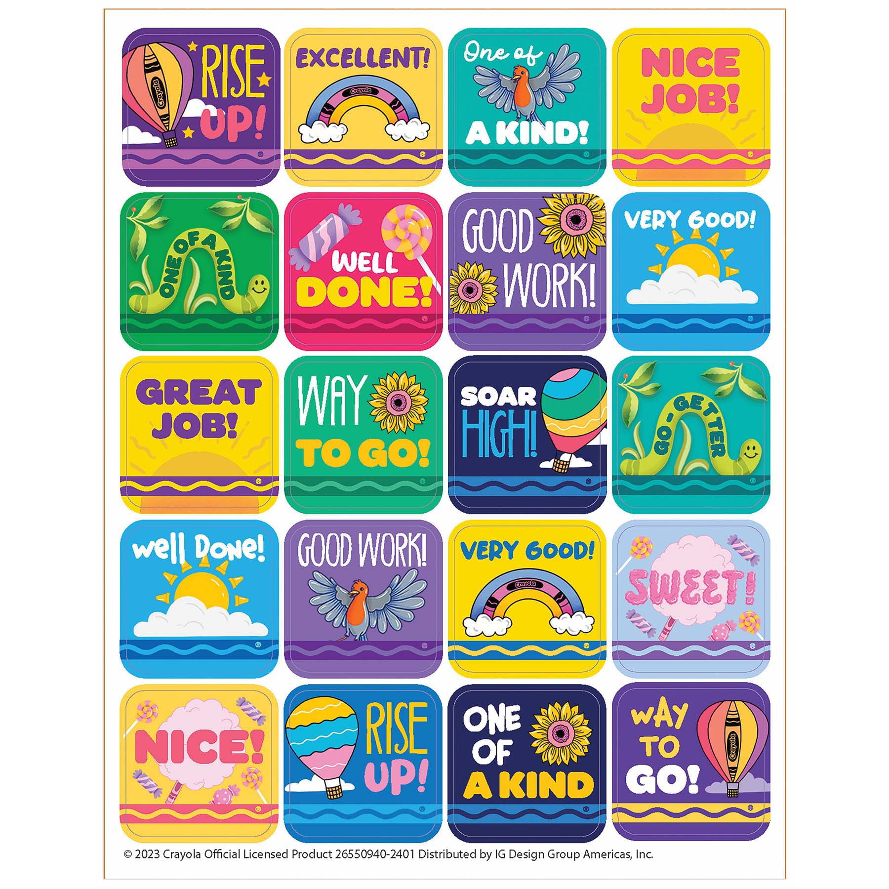 Eureka Crayola Colors of Kindness Theme Stickers, 120 Per Pack, 12 Packs
