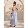 thumbnail image 2 of Blue And White Striped Spaghetti Strap Maxi Dress With Front Cutout, 2 of 30