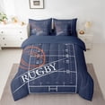 thumbnail image 2 of 7 Pieces Sports King Size Comforter Set Soccer Bedding Comforter Sets, Navy Reversible Bedding Set Ball Game Bed in a Bag, Rugby Field Bedding Sets & Collections, Lightweight Cozy, 2 of 5