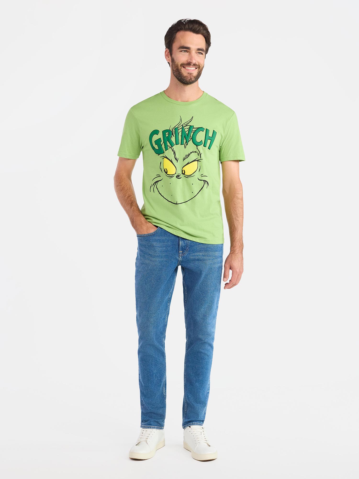 The Grinch, Men's & Big Men's Graphic T-Shirt, Clever Face, Sizes S-3XL