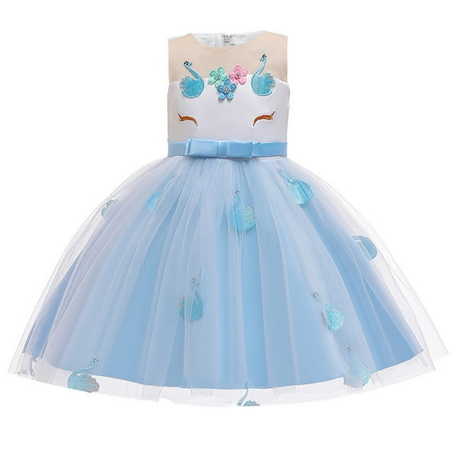 HAWEE Unicorn Robes Thème Anniversaire Costume Robe de Soirée Fleur Filles Robes de Bal Halloween