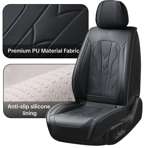 Fit for Toyota Prius c 2018 Seat Cover, Black Car Seat Covers, Waterproof Leather 5 Piece Full Set Wear Resistance Beautify Interior, Airbag-Compatible