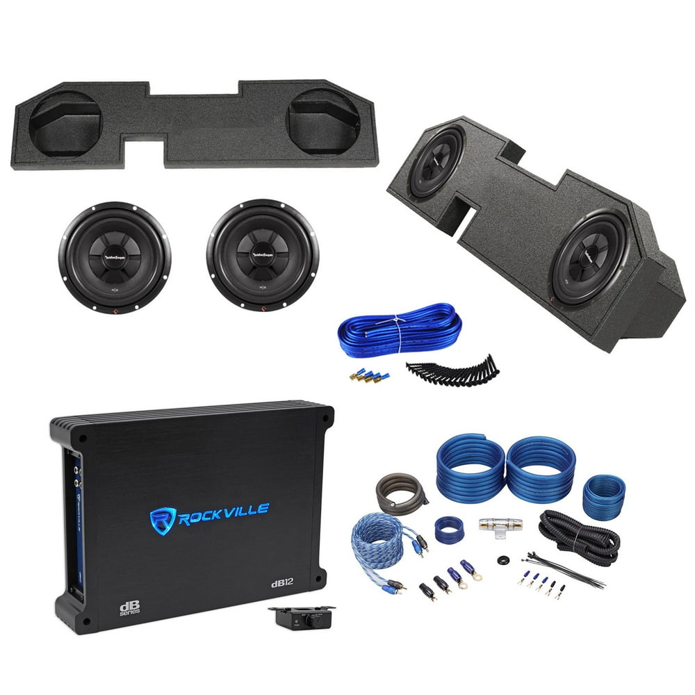 Dual 12" Subwoofer Box+Subs+Amp+Kit For 0217 Dodge Ram Crew/Quad 1500