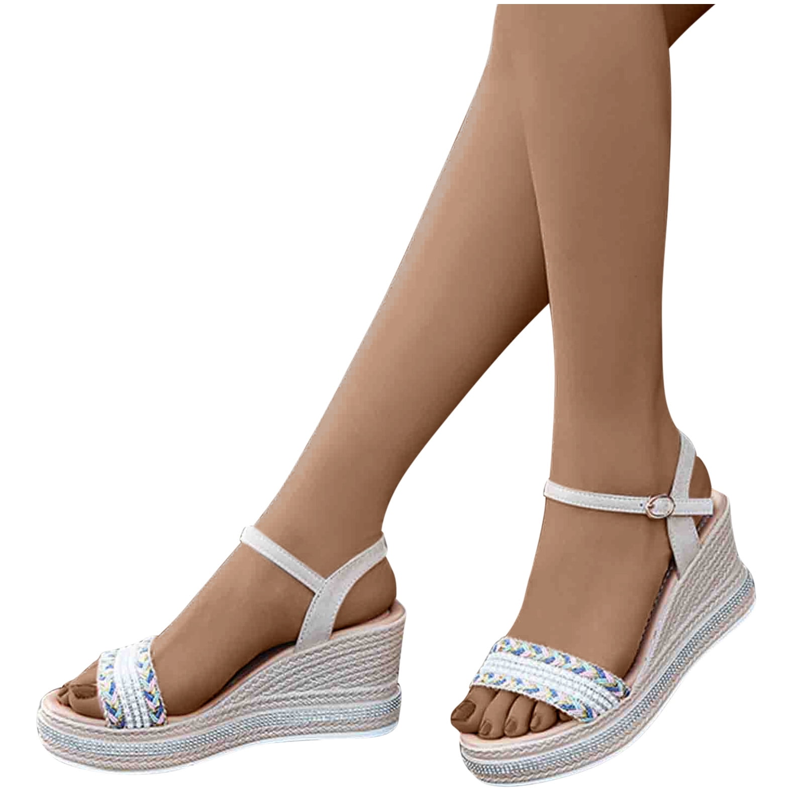 symoid Women's Braided Wedge Sandals Clearance Platform Wedge Comfy