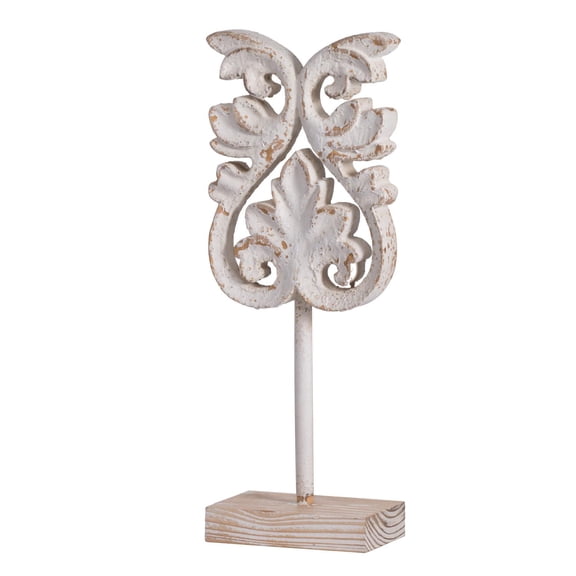 A&B Home Distressed White Leaf Wooden Statue 6.3" x 3.7" x 16.9"