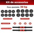 thumbnail image 3 of Set De 2 Mancuernas Ajustables X-Rush Negro De 30 Kg Con Discos De Metal Y Barras De Acero, 3 of 8
