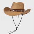 thumbnail image 3 of Chapeau de Soleil Vintage Western Unisexe, Grand Bord pour Protection Solaire, Chapeau de Cowboy Respirant pour Extérieur avec Corde Réglable pour Randonnée, Festival, Usage Quotidien, 3 of 3