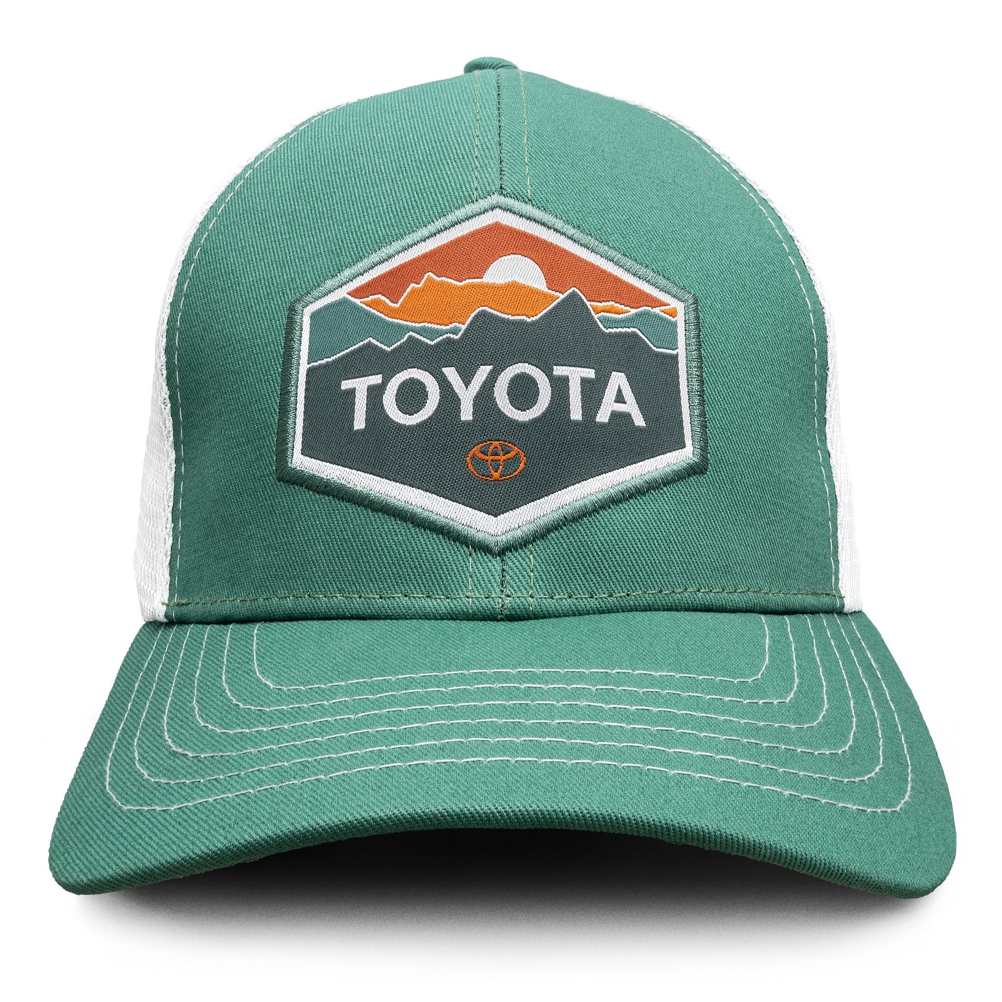 Tee Luv Toyota Car Logo Mountain Graphic Baseball Hat, Turquoise and White