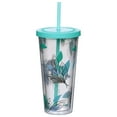 thumbnail image 2 of Gibson Home 136425.01 24 oz Tropical Sway Vineyard Double Wall Plastic Tumbler Set with Lid & Straw, Teal - 6 Piece, 2 of 2