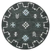 LR Home Wren 5' Round Charcoal Abstract Indoor Area Rug