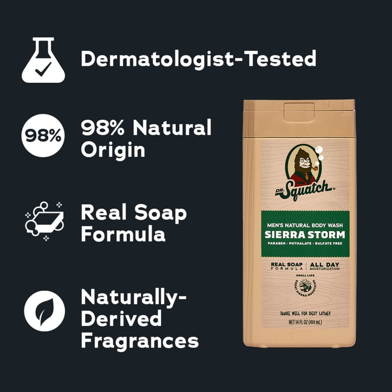 Dr. Squatch Mens Natural Body Wash, Sulfate Free Moisturizing Body