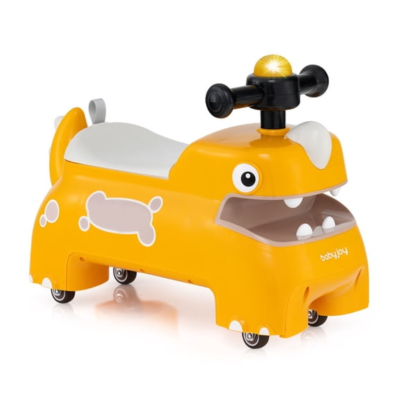 Redsmile Toddler Ride On Toy for 18 Months and Up, Walking Sliding Car with Lights and Music, Push Scoot Ride On Car with 55 lbs Capacity and Low 9 Inch Seat, Yellow
