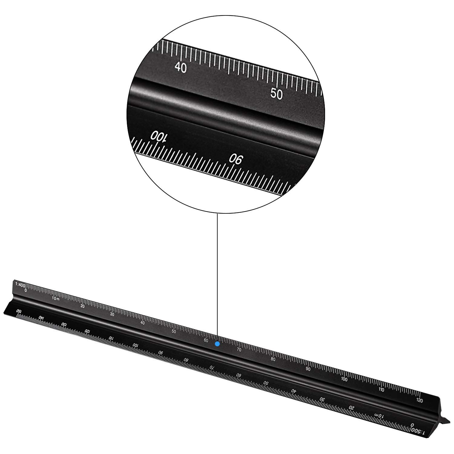 6 Pcs Triangular Ruler t 12 Inch Engineering Scale Aluminum Architect Drafting Metal Protractor Arquitectura Accessories for Students Draftsman Engineers Metric(Black)