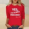 thumbnail image 3 of JTZGDY Funny Letters Print 3/4 Sleeve Tops for Women Plus Size Vintage Graphic Basic Crewneck Pullover Loose Lightweight Oversized Casual Dressy Tunic Tees Shirt Blouse A-Red XXL, 3 of 6