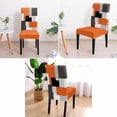 thumbnail image 2 of Orange Black Dining Chair Cover Set of 4,Grey White Patchwork Abstract Geometric Stretch Chair Protectors Slipcover,Spandex Kitchen Chair Seat Back Cushion Slip Cover for Dining Room,Party,Ceremony, 2 of 6