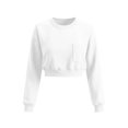thumbnail image 3 of Gytharion Women's Cropped Sweatshirts Crew Neck Patch Pocket Solid Color Soft Comfortable Classic Pullovers Fashion Cozy Athleisure Pullover Tops, 3 of 7