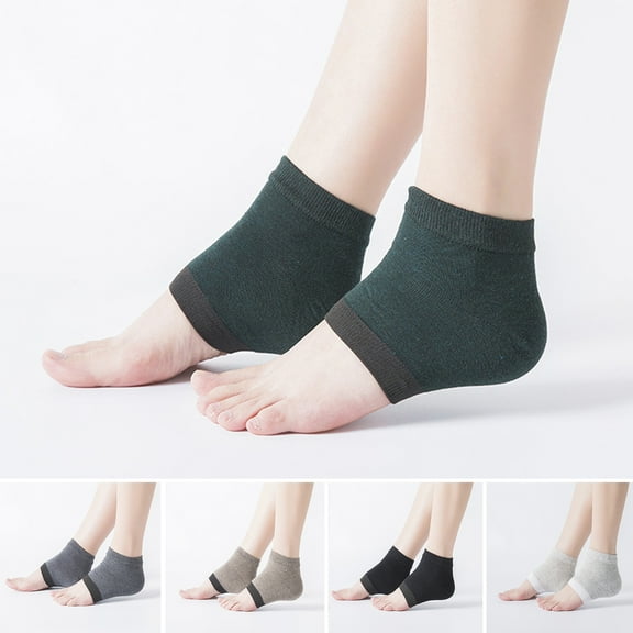 Kripyery 1Pair Foot Protector Socks Wear Resistant Solid Color Silicone Heel Gel Spa Foot Protector Anti Dry Cracked Tools for Summer