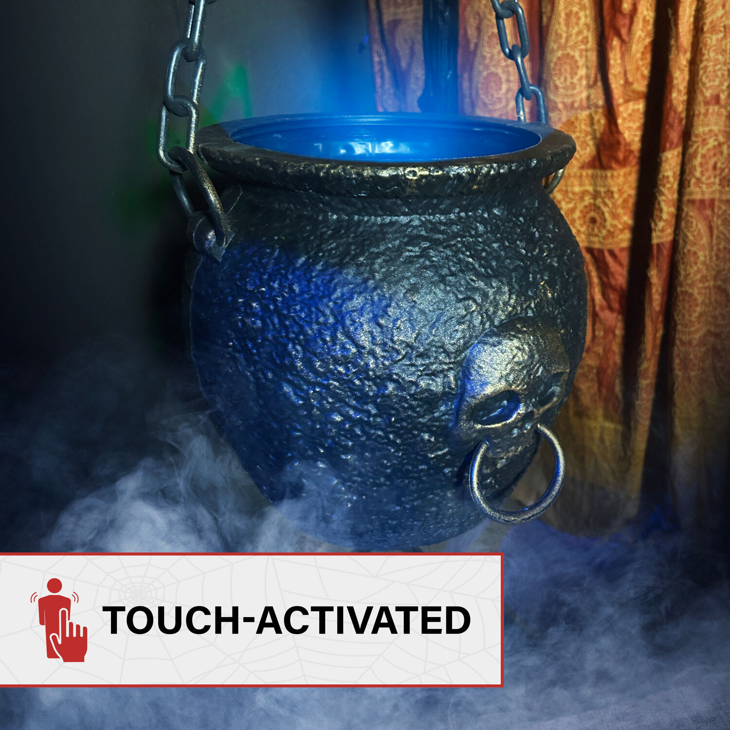 Haunted Hill Farm 4.7 ft Touch-Activated Animated Witch Cauldron Halloween Accessory, HHCAULDRON-1FLSA