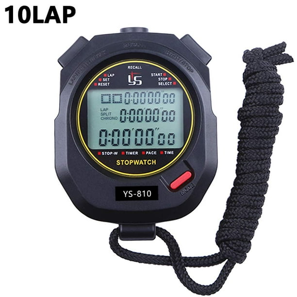 YS Digital Stopwatch Timer Metal Stop Watch with Backlight, 2 Lap