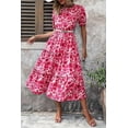 thumbnail image 3 of PRETTYGARDEN Women's Summer Casual Boho Dress Floral Print Ruffle Puff Short Sleeve Flowy Midi Beach Party Dresses, 3 of 8