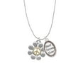 thumbnail image 2 of Delight Jewelry Two-tone Large Daisy with Peace Sign Best Mom Ever Charm Necklace, 2 of 4