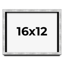 16x12 Frame Brushed Silver Solid Wood Picture Frame | 0.75 Inch Moulding Width | Rabbet Depth 0.75