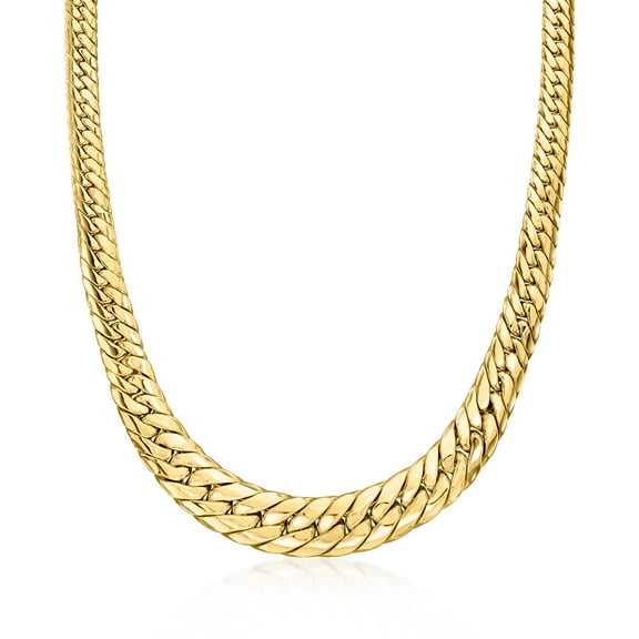 Ross-Simons 18kt Gold Over Sterling Graduated Cuban-Link Necklace, Women's, Adult
