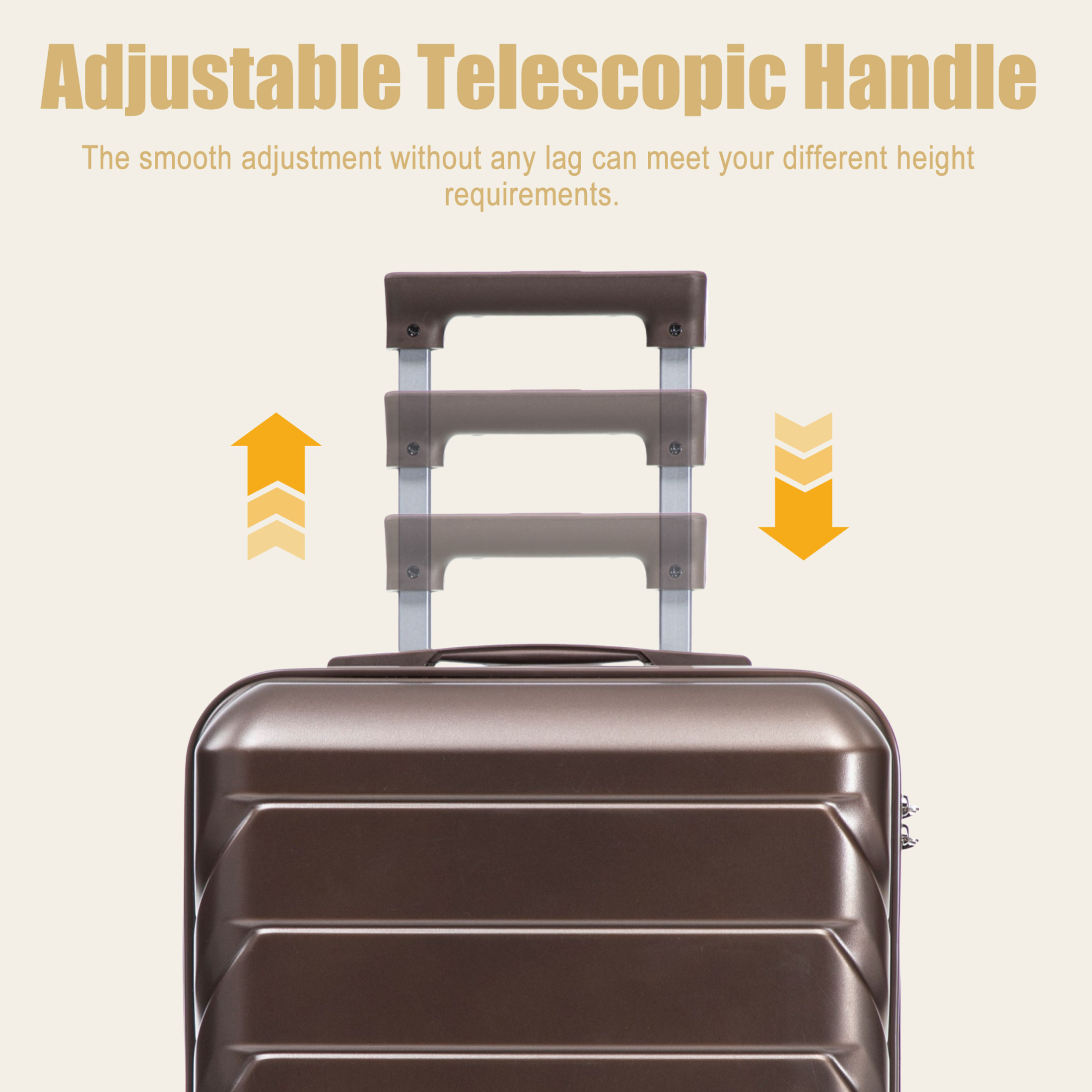 GDF Studio 20" Scratch-Resistant ABS Hard Shell Travel Luggage with 360° Spinner Wheels & Combination Lock, Brown