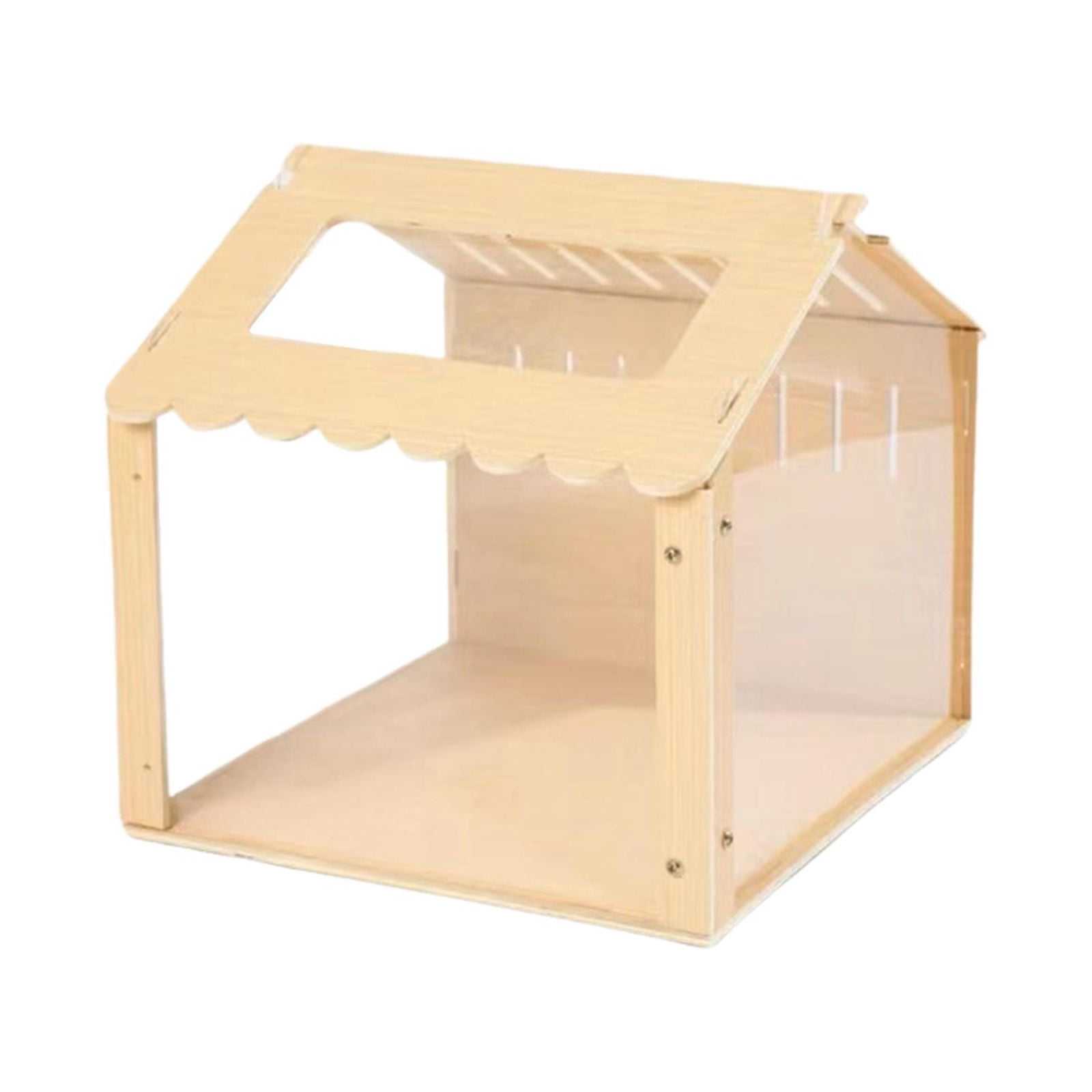 Tooyful Hamster Habitat Nesting Habitat Exercise Toy Durable Activity Platform Tunnel Exploring Toys Wood Playground for Hedgehog Guinea Pig 40x29x32CM