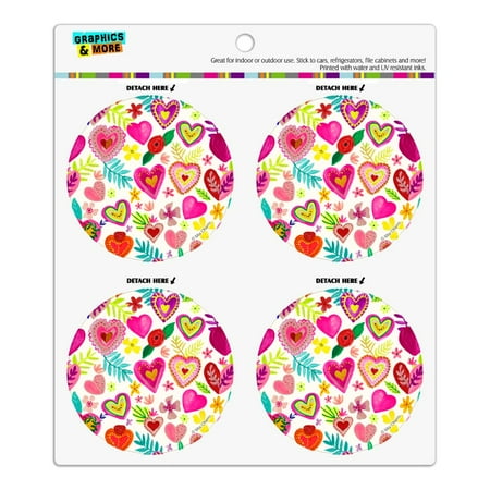 

Colorful Hearts Valentines Refrigerator Fridge Locker Vinyl Circle Magnet Set