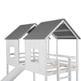 thumbnail image 4 of DreamBuck Twin over Twin House Bunk Bed, Twin Size Wooden Bunk Bed with Slide, Windows, and Ladder, Floor Bunk Bed, Wood Fun Playhouse Bunkbed Frame for Teens, Adults, White, 4 of 7