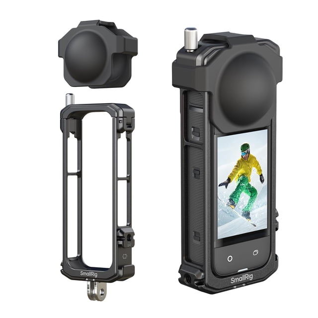 Cage SMALLRIG para Insta360 X4 con cubierta de lente de silicona y aluminio