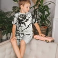 thumbnail image 4 of Fotbe Black And White Rose Pijama Estampada de 2 Piezas para Niños – Ropa de Dormir de Manga Corta Cómoda para Niños y Niñas, Camiseta y Shorts de Algodón-Large, 4 of 6