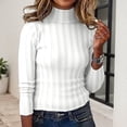 thumbnail image 5 of Women's Knitted High Neck Pullover Sweater â Long Sleeve Striped Turtleneck, Soft Warm Cozy Casual for Cold Weather Comfort, 5 of 8