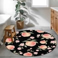 thumbnail image 3 of Peach Round Area Rug 4Ft Washable Circle Rugs for Bedroom Dining Room, Spring Floral Green Leaf Botanical Pink Fruit Black Non-Slip Carpet Floor Mats Indoor Outdoor Carpet Runner Aesthetic Home Decor, 3 of 8
