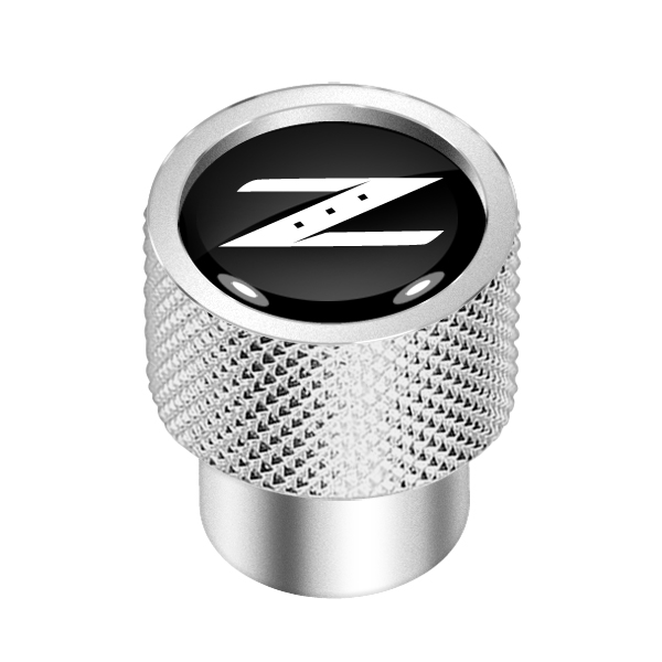 Nissan 350Z Z logo in Black on Shining Silver Aluminum Tire Valve Stem Caps
