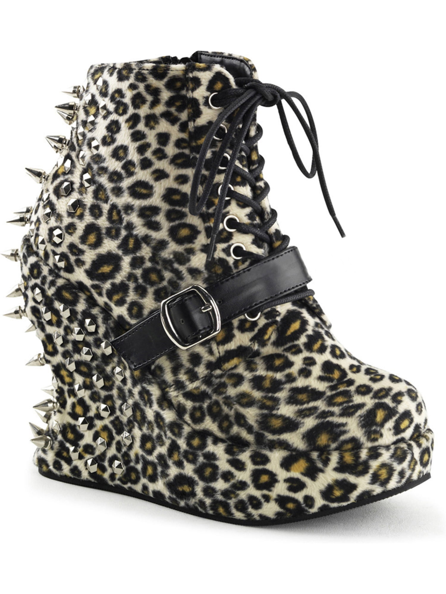 leopard print studded boots
