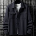 thumbnail image 7 of LYSMORA Men's Snap Button Trucker Shacket Lapel Collar Long Sleeve Shirt Jacket with Dual Chest Pockets Relaxed Fit Outerwear for Fall Winter Outdoor, 7 of 7